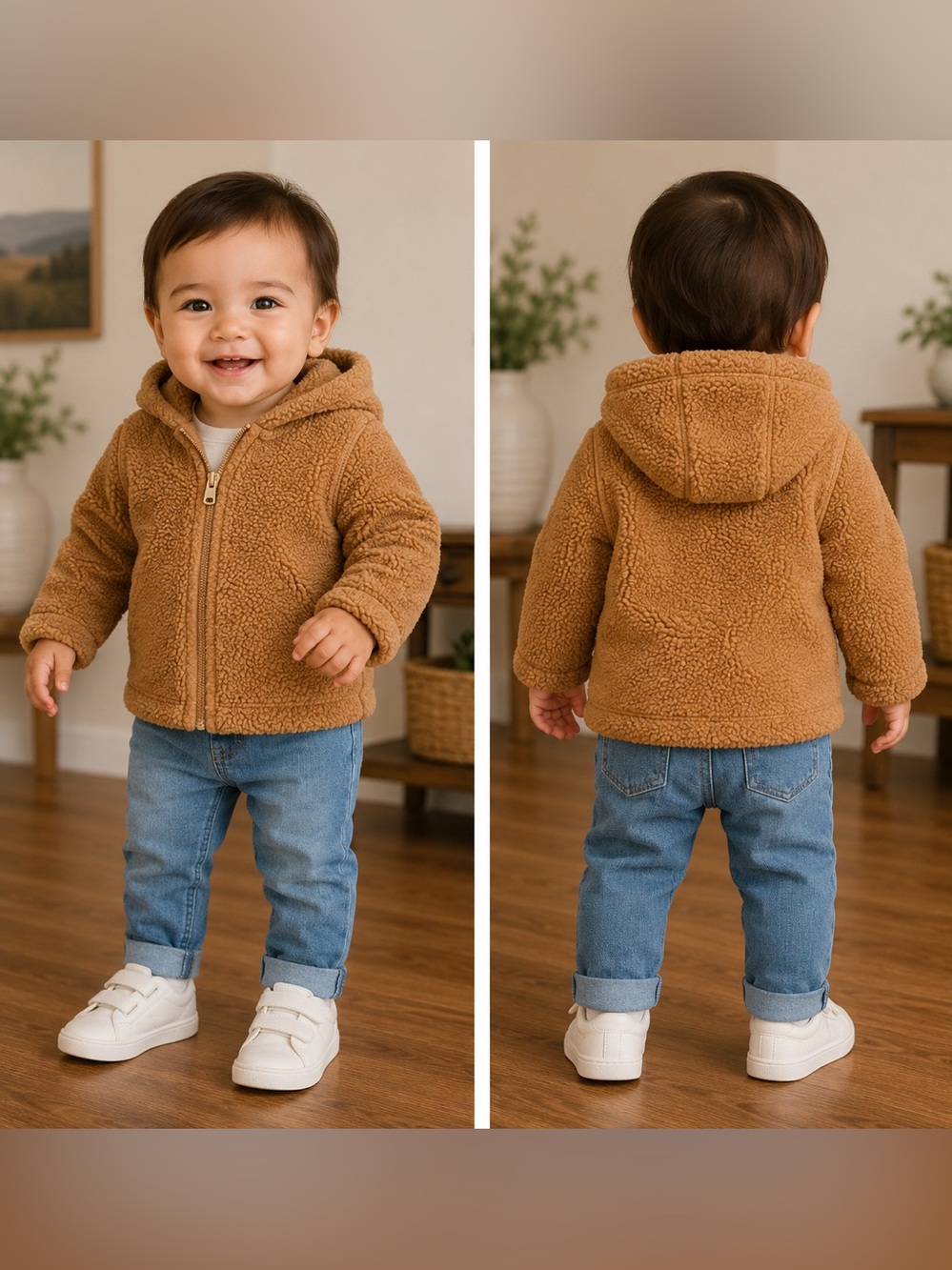 Carter's Tan Sherpa Hoodie Size 9-12 Months